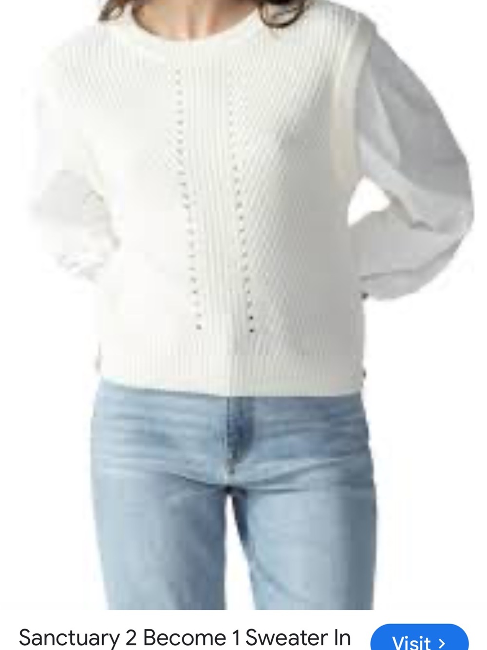 Sanctuary White Crewneck Sweater